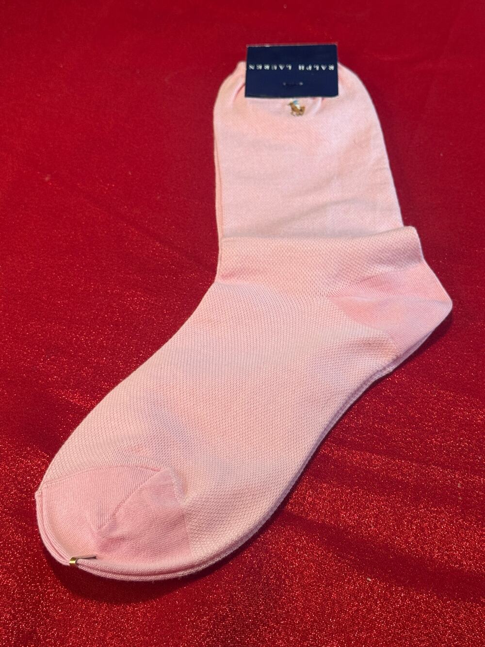 New Polo Ralph Lauren Socks Womens Light Pink Ankle Standard Knit Korea Vtg
